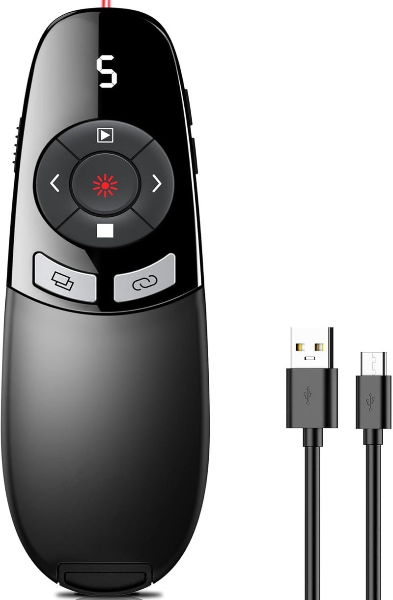 HEYLACOOLX [Timer LCD Display] Rechargeable Presentation Clicker Wireless Presenter Remote w Laser Pointer Long Range Power Point Clicker Slide Clicker for Office Classroom Teacher - Image 1